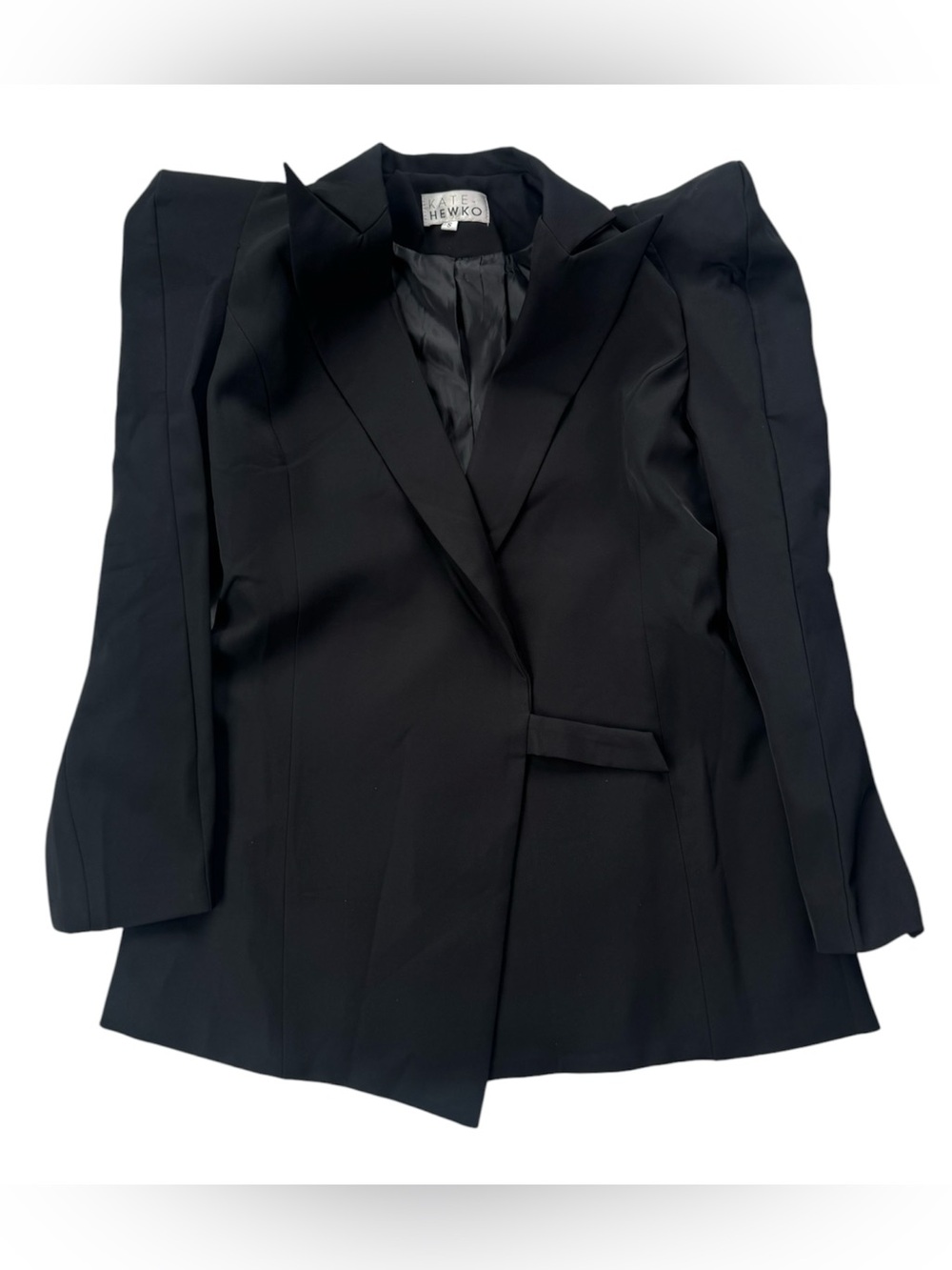 Kate Hewko Black Structured Shoulder Blazer Jacket Avant Garde Size S